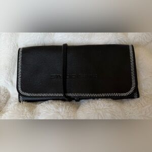 Studio Gear Black Faux Leather Travel Brush Bag with white stitching